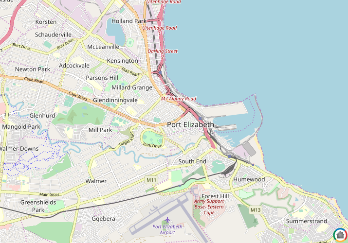 Map location of Port Elizabeth Central